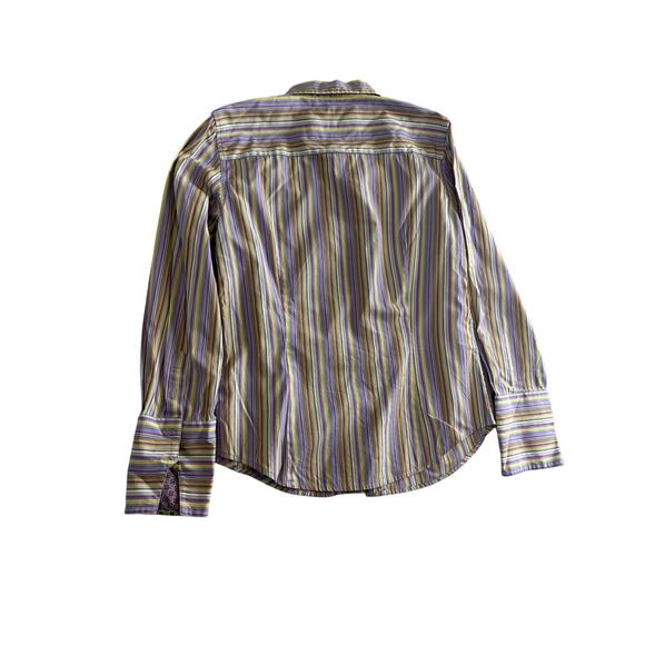 Robert Graham Long Sleeve Flip Cuff Shirt Striped Paisley - Size M - Picture 2 of 5